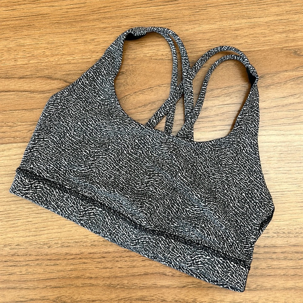 Black/White Print Lululemon Energy Bra. No Padding